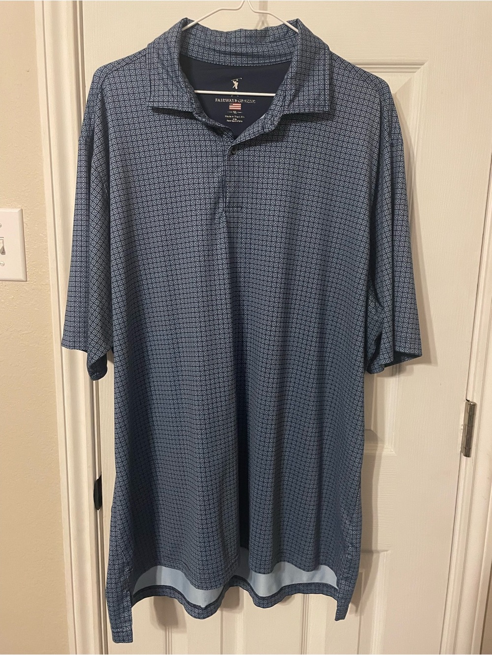 Fairway & Greene Men's Navy Blue Geometric Performance Polo